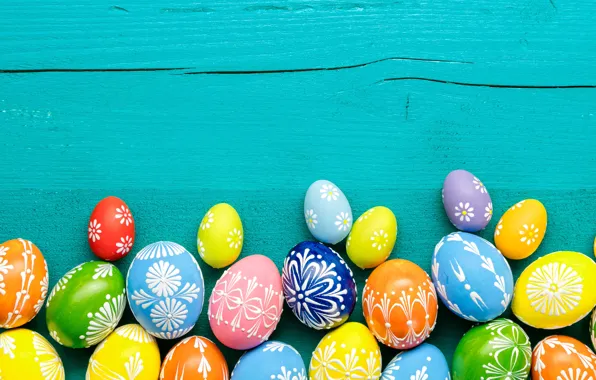 Картинка весна, colorful, Пасха, wood, spring, Easter, eggs, decoration, Happy, яйца крашеные