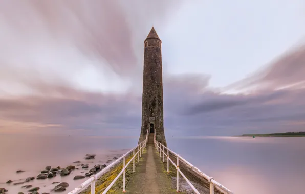 Картинка море, берег, Larne, Chaine Memorial Tower