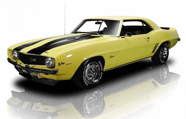 Картинка 1969, Yellow, Chevrolet Camaro, Muscle car, Z28