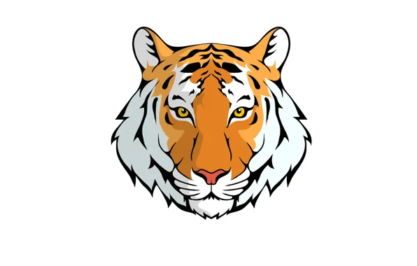 Картинка тигр, минимализм, голова, светлый фон, tiger