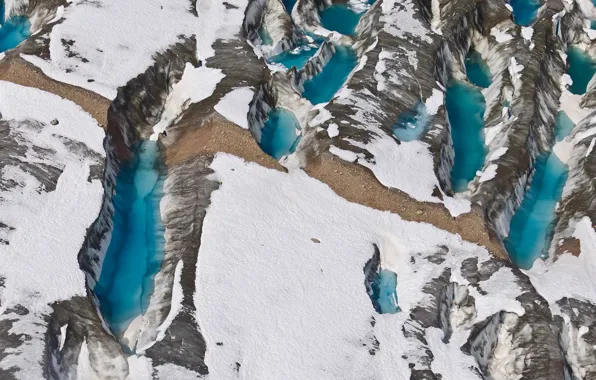 Картинка снег, озеро, ледник, Аляска, США, Юкон