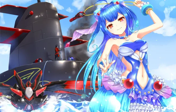 Картинка sea, anime, oppai, submarine, bishojo, japonese, Shironeko Project