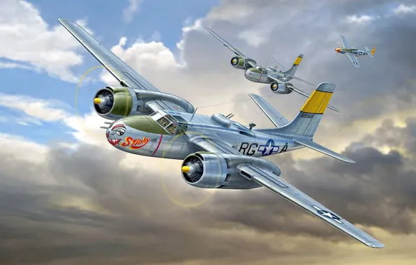 Картинка штурмовик, ВВС США, Douglas, Invader, американский ближний бомбардировщик, A-26B