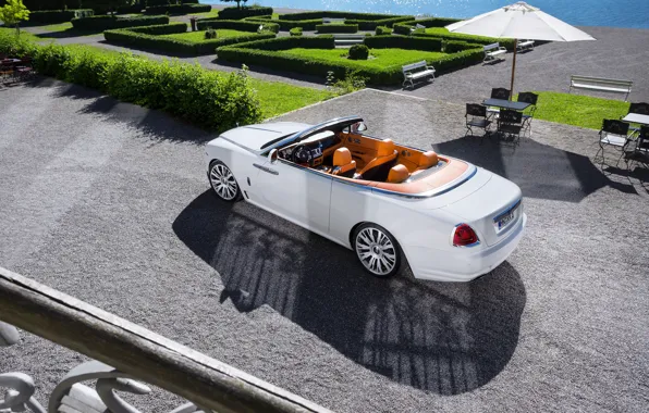 Картинка авто, белый, солнце, Rolls-Royce, кабриолет