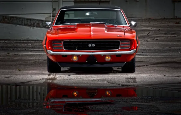 Картинка 1969, Chevy, Chevrolet Camaro SS, red car, muscle classic