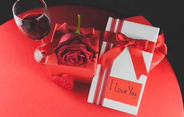 Картинка вино, бокал, лента, red, love, romantic, hearts, valentine's day, gift, roses, красные розы