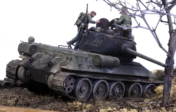 Картинка игрушка, подбитый, средний танк, солдатики, моделька, T-34