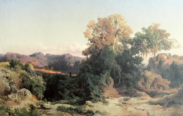 Картинка пейзаж, 1851, В горах Албании, Arnold Böcklin