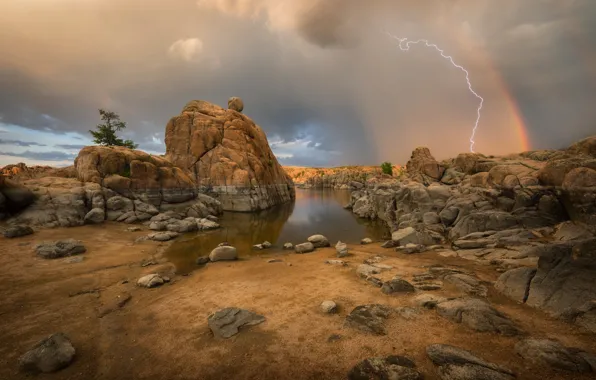 Картинка Arizona, Prescott, Watson Lake, Monsoon storm