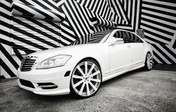 Картинка lights, Mercedes, with, color, S550, lowered, smoked, matched, Forgiato wheels