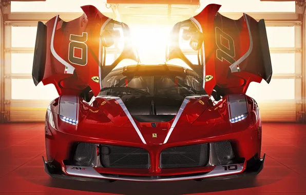 Картинка красный, фары, двери, капот, Ferrari