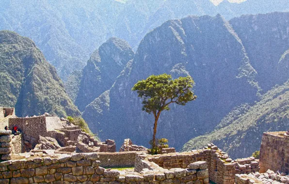 Картинка Горы, Пейзаж, древний город, Перу, Мачу-Пикчу