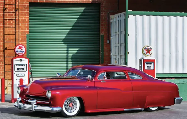 Картинка Red, Old, Custom, 1951, Mercury, Hotrod