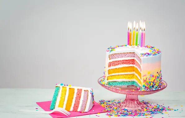 Картинка день рождения, colorful, торт, cake, Happy Birthday, celebration, candles, decoration