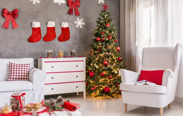 Картинка Новый Год, Рождество, merry christmas, interior, decoration, christmas tree, holiday celebration
