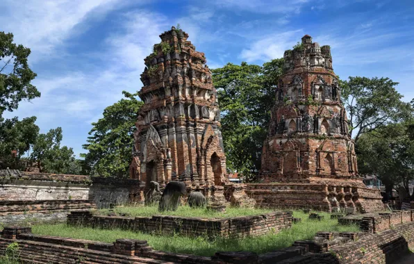 Картинка Таиланд, храм, руины, Аюттхая