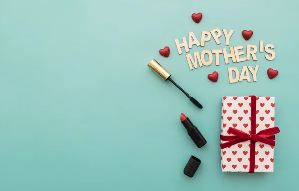 Картинка праздник, подарок, Love, тушь, happy, box, губная помада, gift, lipstick, family, mascara, hear, Mothers day