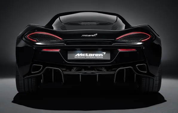 Картинка фары, McLaren, суперкар, вид сзади, 2018, MSO, 570GT, Black Collection
