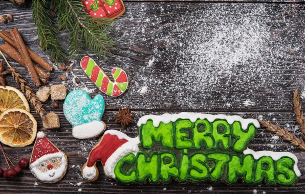 Картинка Новый Год, печенье, Рождество, wood, Merry Christmas, cookies, decoration, пряники, gingerbread