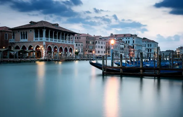 Картинка река, дома, лодки, Venice