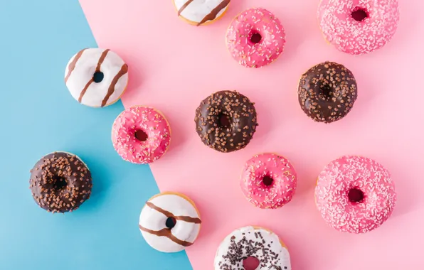 Картинка colorful, пончики, розовые, pink, глазурь, donuts