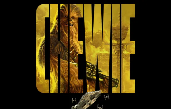 Картинка фантастика, черный фон, постер, Chewie, Хан Соло: Звёздные Войны. Истории, Solo: A Star Wars Story