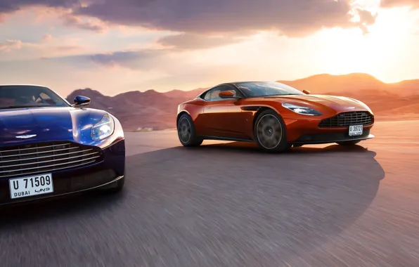 Картинка Aston Martin, Orange, Blue, Speed, Supercars, DB11