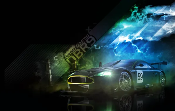 Картинка машина, фон, Aston Martin, чёрный фон