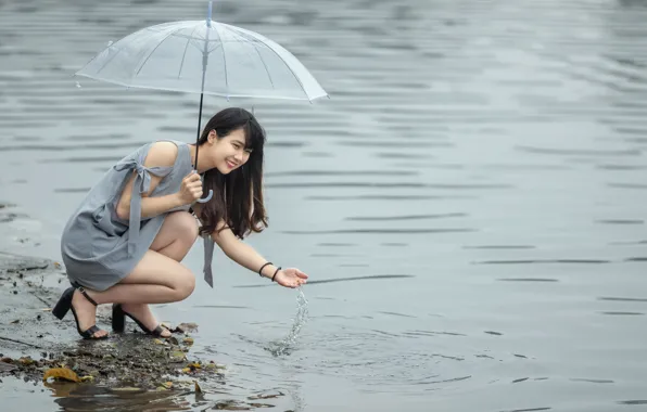 Картинка девушка, зонт, азиатка