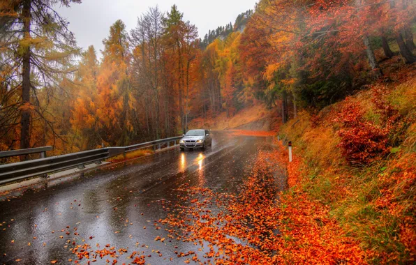 Картинка авто, осень, италия, альпы