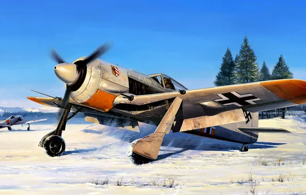 Картинка Рисунок, Германия, Focke-Wulf, Вторая Мировая война, Люфтваффе, поршневой истребитель, Fw.190A-4, JG 54