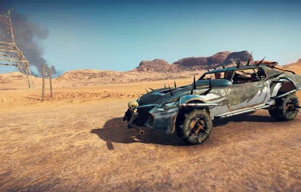 Картинка car, game, desert, smoke, Mad Max