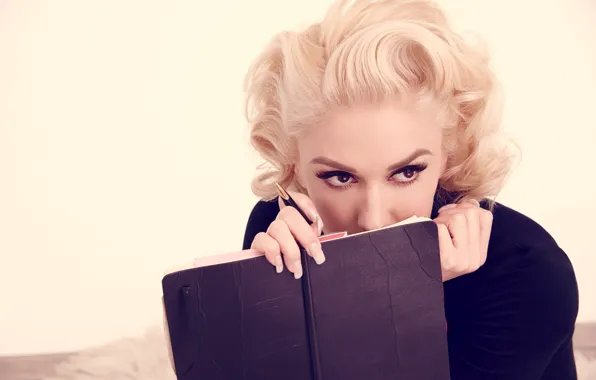 Картинка лицо, стиль, волосы, блондинка, записная книжка, Gwen Stefani