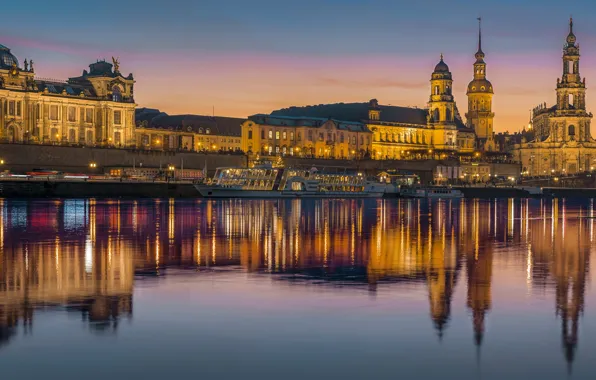 Картинка отражение, река, Германия, Дрезден