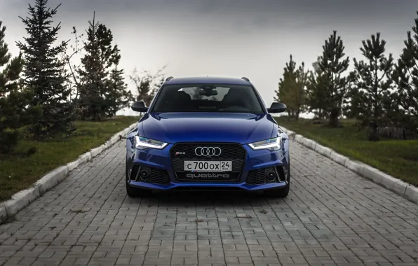 Картинка Audi, Russia, Blue, Front, Avant, RS6, VAG