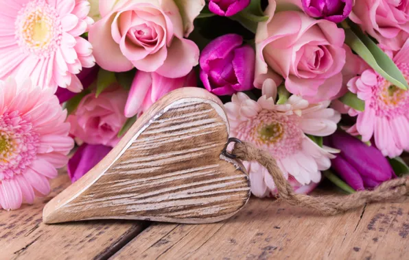 Картинка розы, лепестки, love, heart, pink, flowers, romantic, roses, valentine`s day