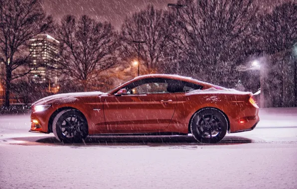 Картинка Mustang, Ford, Red, Winter, 2016