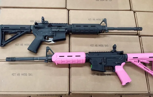 Картинка pink, ar15, assault rifle, magpul