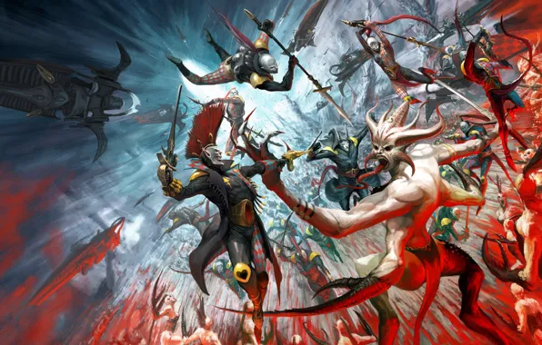 Картинка chaos, eldar, demons, Warhammer 40 000, harlequins, Slaanesh, Keeper of Secrets