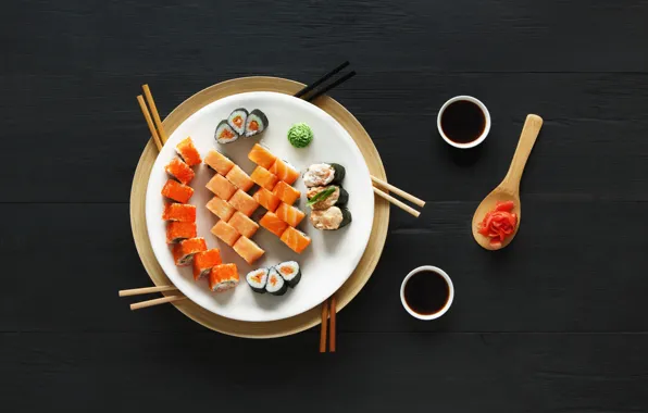 Картинка палочки, соус, sushi, суши, роллы, имбирь, set, вассаби, japanese food