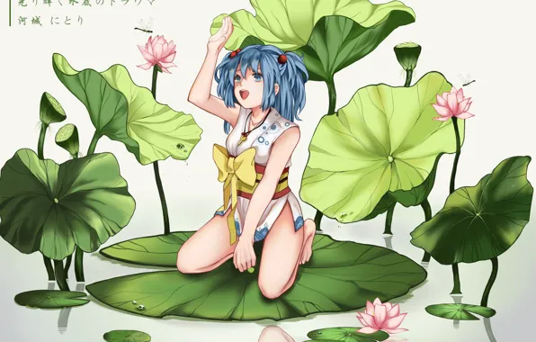 Картинка листья, девушка, арт, touhou, kawashiro nitori, mie pu