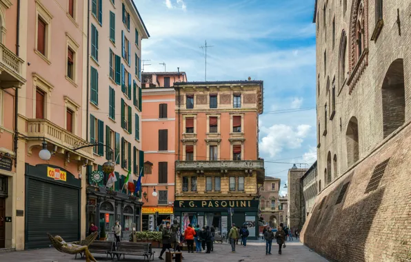 Картинка Улица, Италия, Здания, Italy, Street, Italia, Bologna, Болонья, Buildings