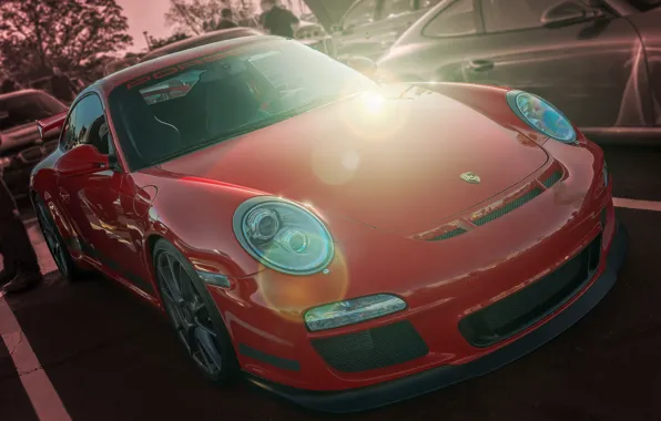 Картинка красный, Porsche, GT3, спортивный автомобиль