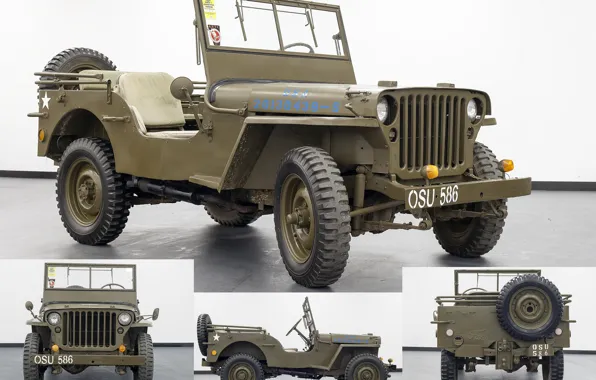 Картинка войны, автомобиль, армейский, повышенной, проходимости, времён, Willys MB, Второй мировой