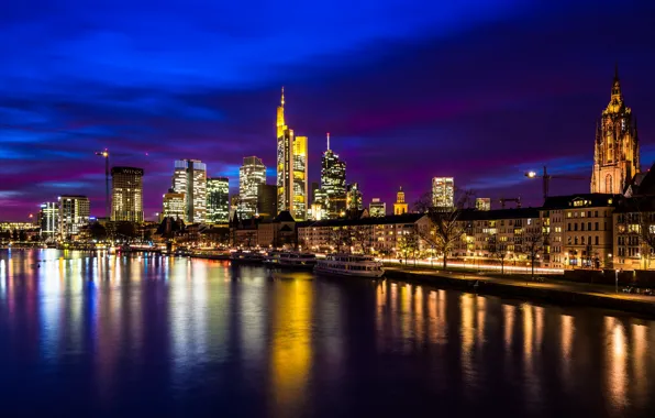 Картинка Германия, ночной город, Germany, Франкфурт-на-Майне, night city, Frankfurt-Am-Main