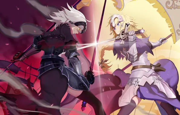 Картинка оружие, девушки, противостояние, аниме, Fate / Grand Order