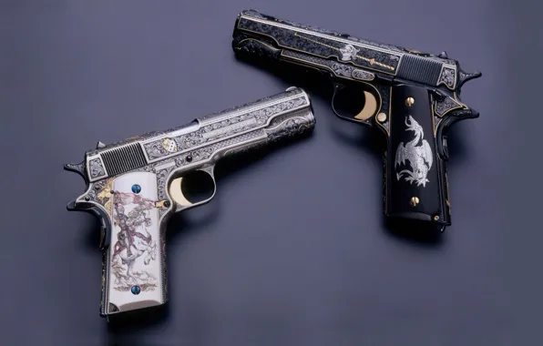 Картинка пистолет, оружие, gun, pistol, weapon, кастом, M1911, 1911, Custom, М1911, engraving, Гравировка