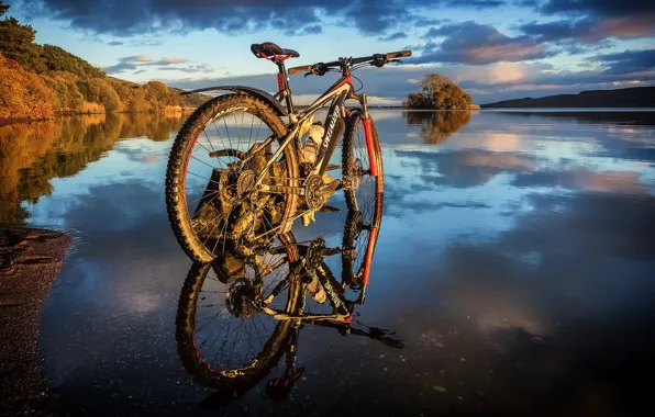 Картинка природа, велосипед, река