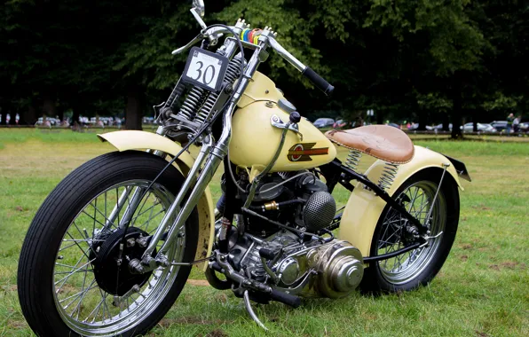 Картинка ретро, мотоцикл, Harley Davidson