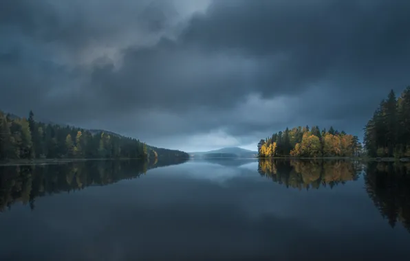 Картинка осень, озеро, отражение, Финляндия, Северная Карелия